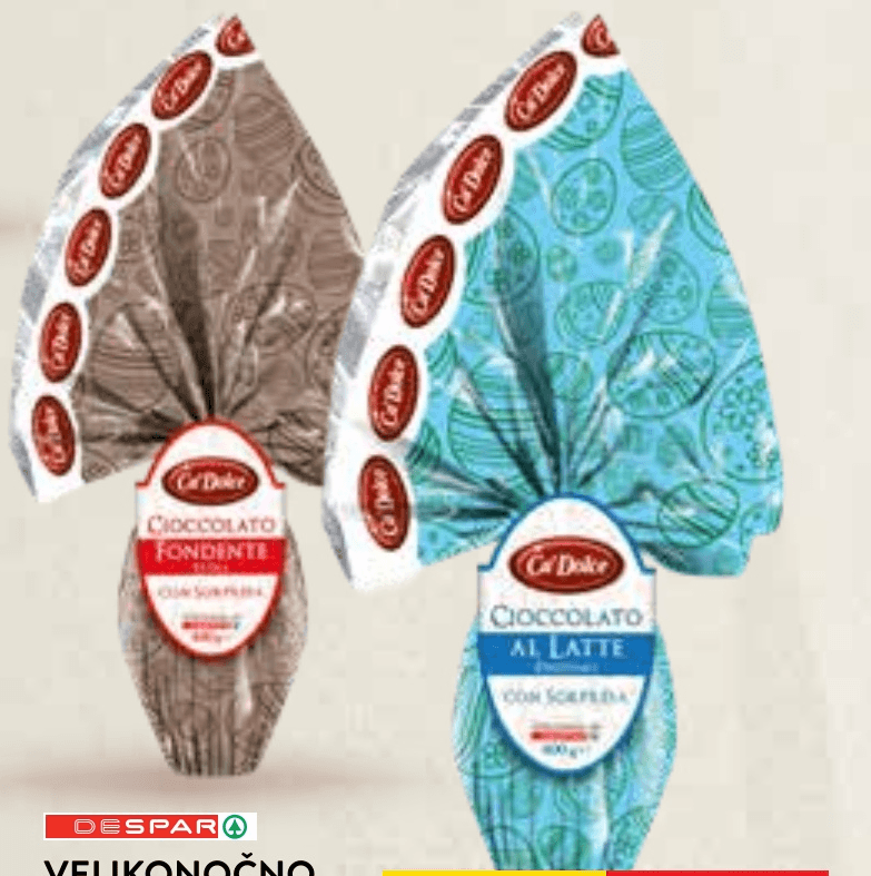 Velikonočno jajce mlečna čokolada 400 g Ca Dolce - Akcija v trgovini Spar