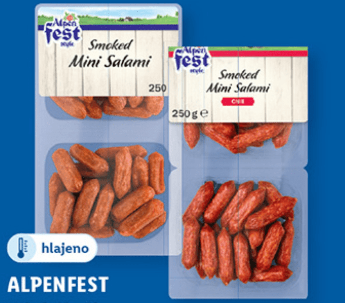 Alpenfest Mini dimljene klobasice 250 g Akcija v trgovini Lidl