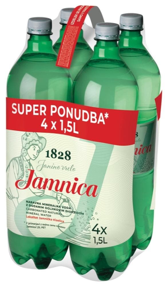 Voda Jamnica 3 x 1,5 l + 1,5 l gratis Akcija v trgovini Mercator