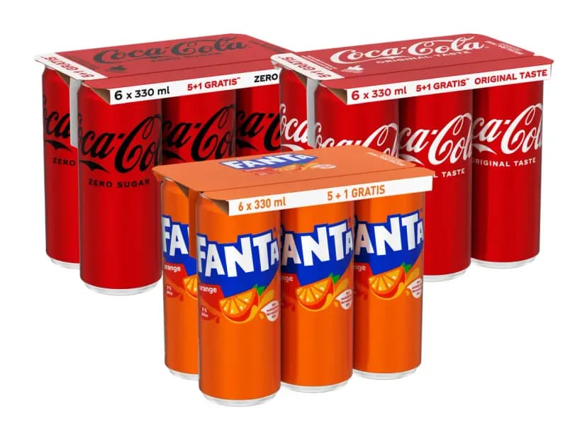 Pijača Coca Cola ali Fanta 0,33 l, 5 + 1 gratis Akcija v trgovini Mercator