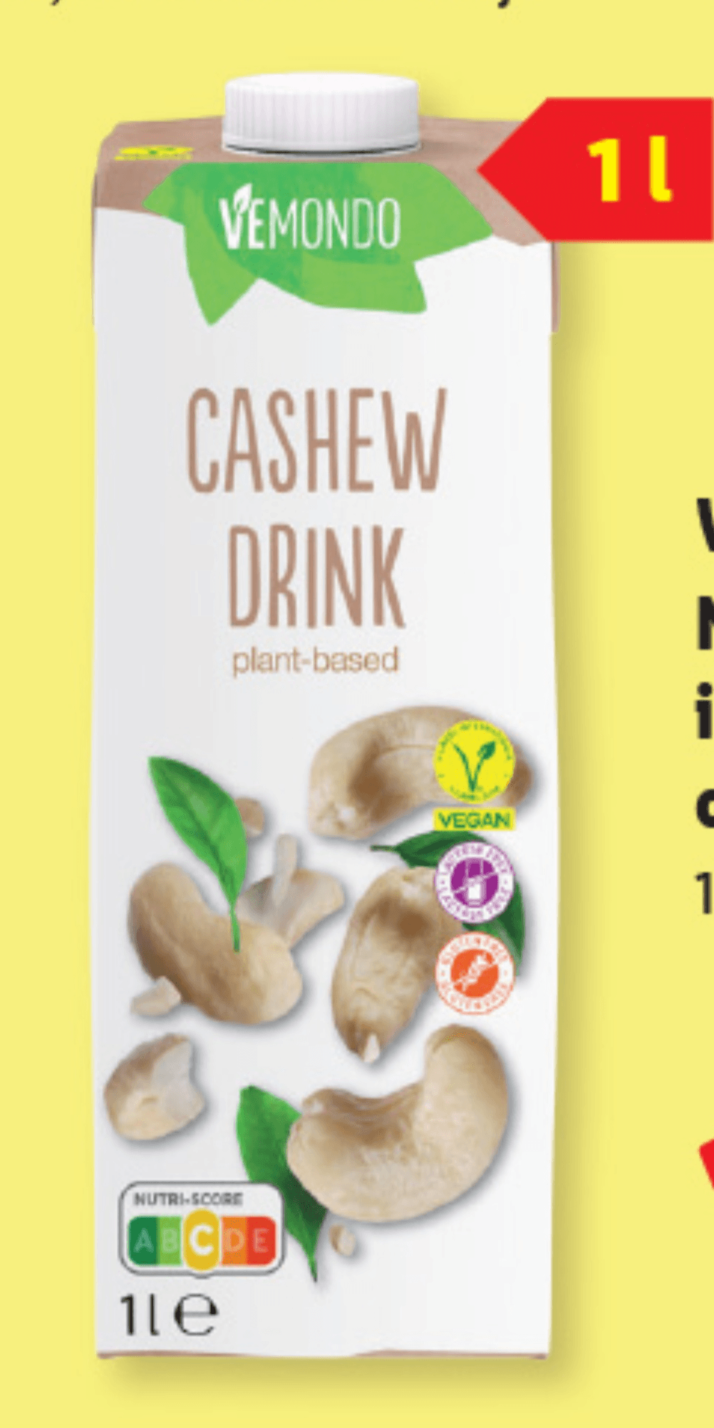 VEMONDO Napitek iz indijskih oreščkov 1 L - Akcija v trgovini Lidl