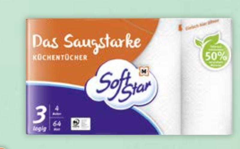 Softstar kuhinjske brisače 64 rolic Akcija v trgovini Mueller