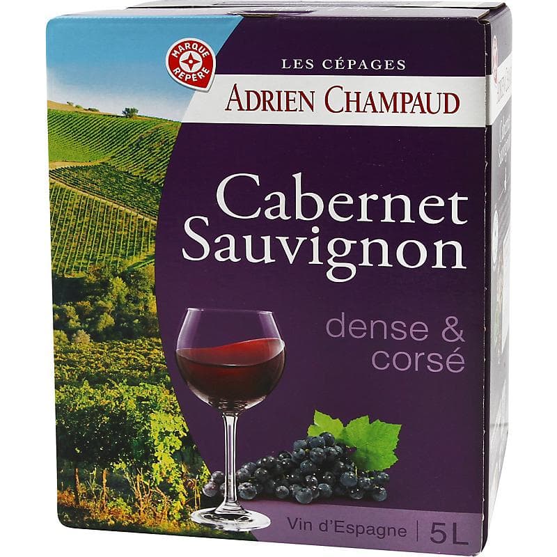 Cabernet Sauvignon Adrien Champaud 5 l Akcija v trgovini E.Leclerc
