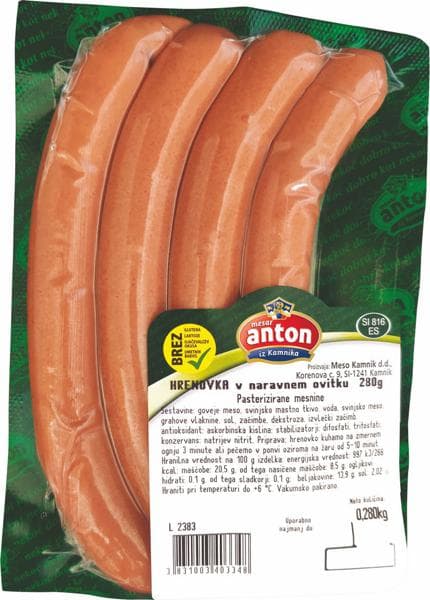 Telečja hrenovka Anton 280 g Akcija v trgovini Spar