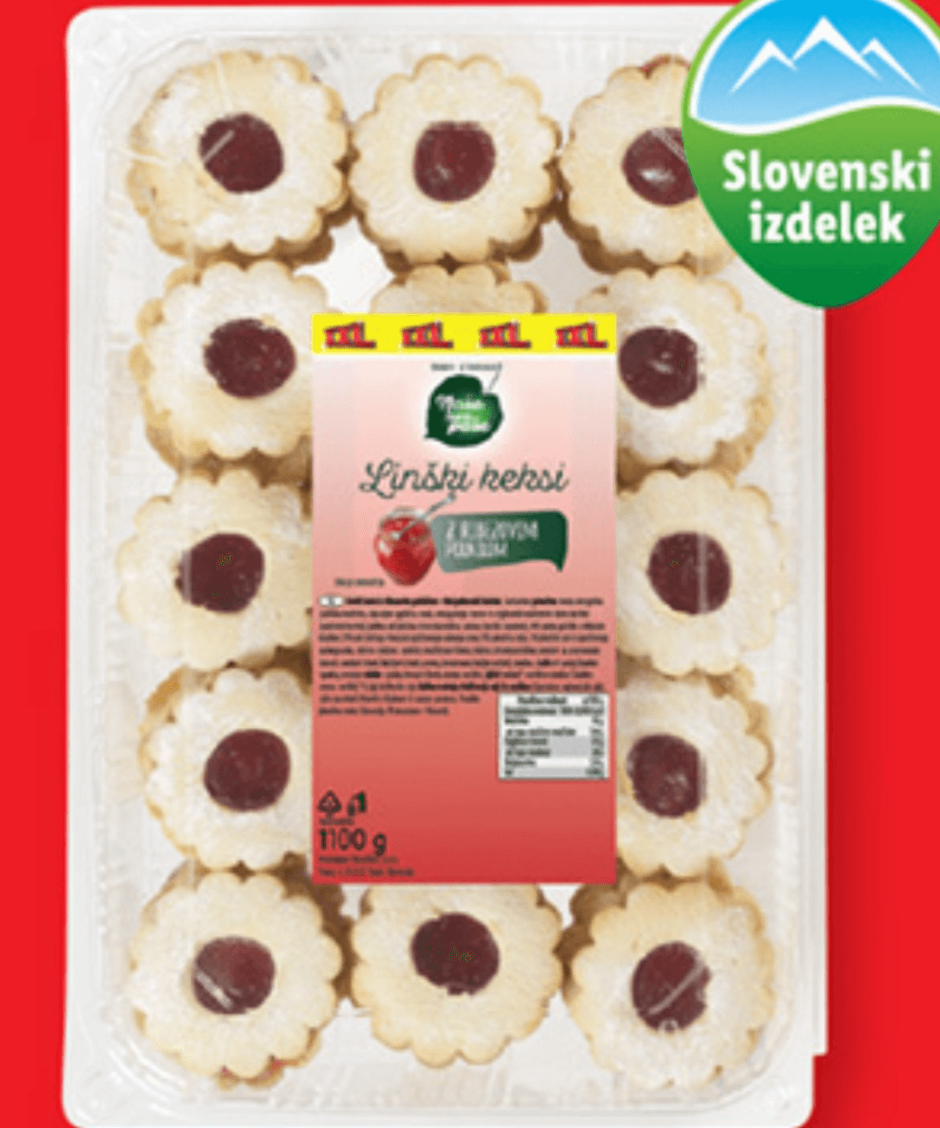 Linški keksi XXL 1,1 kg Naše nam paše Akcija v trgovini Lidl
