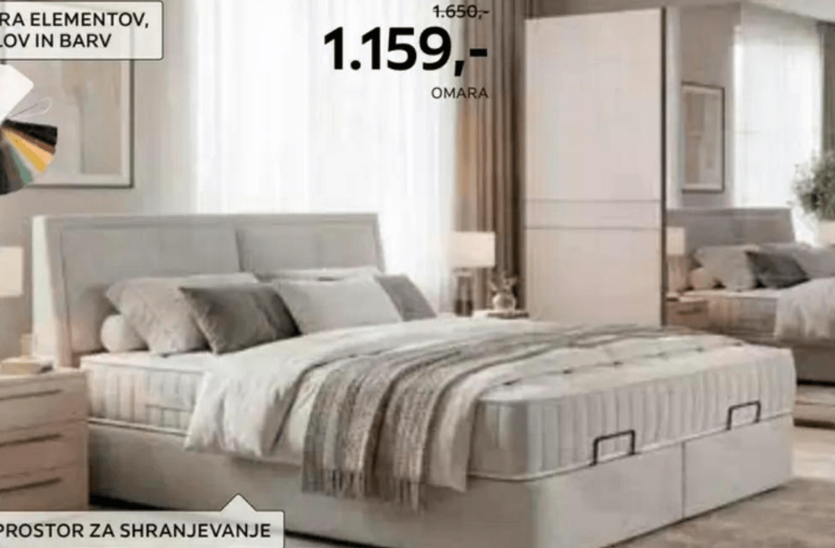 HOM'IN Oblazinjena postelja dim. 160 X 200 cm - Akcija v trgovini Lesnina