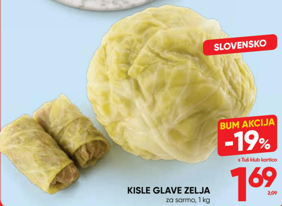 Kisle glave zelja 1 kg Akcija v trgovini Tuš
