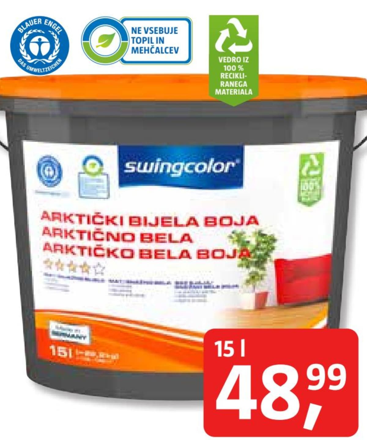 Notranja disperzijska barva swingcolor Arktisweiss 12,5 l Akcija v trgovini Bauhaus