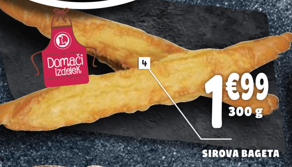Bageta s sirom 300 g Akcija v trgovini E.Leclerc