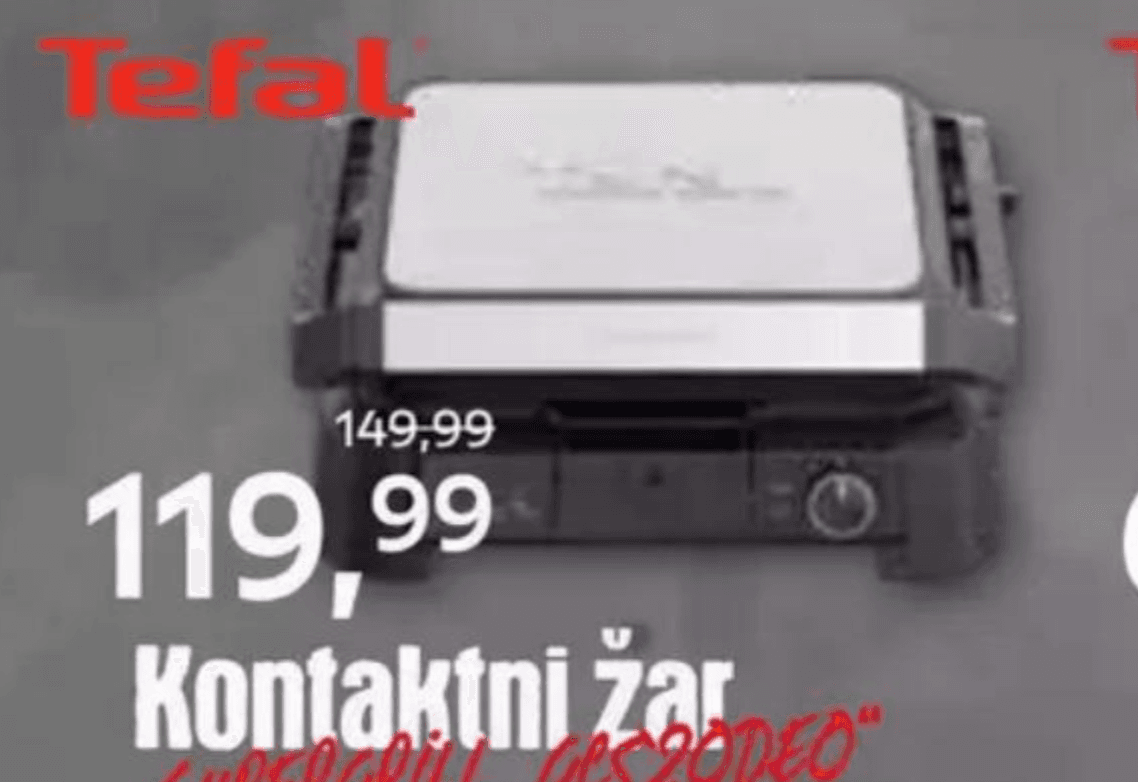 Tefal kontaktni žar Akcija v trgovini Lesnina