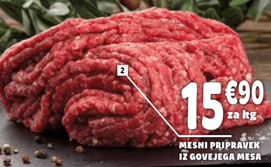 Mesni pripravek iz govejega mesa Akcija v trgovini E.Leclerc