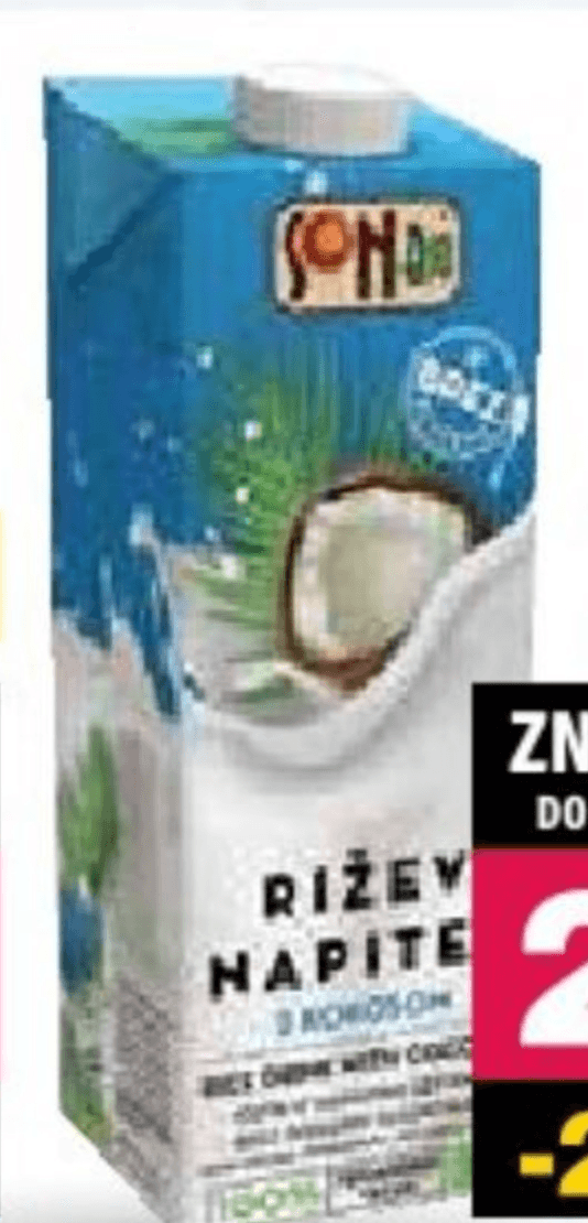 Napitek SonBio rižev s kokosom 1 l Akcija v trgovini Mercator