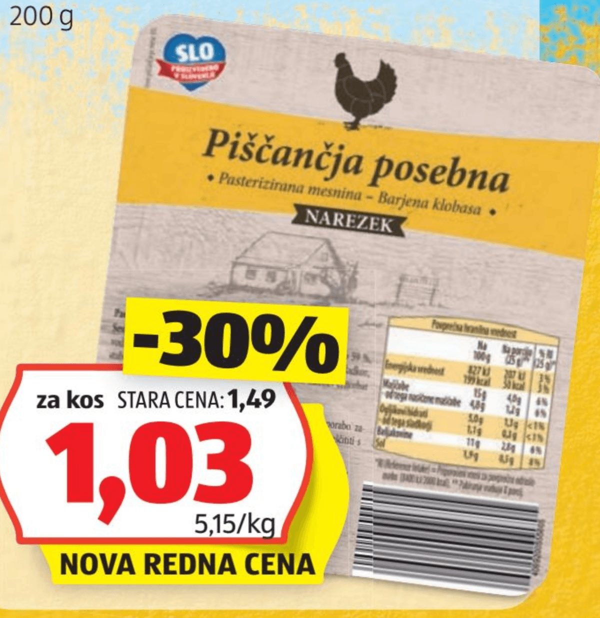 Piščančja posebna salama narezek 200 g Akcija v trgovini Hofer