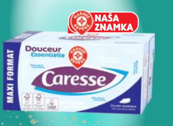 Caresse papirnati robčki 180/1 Akcija v trgovini E.Leclerc