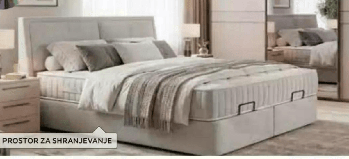 Oblazinjena postelja HOM'IN - Akcija v trgovini Lesnina