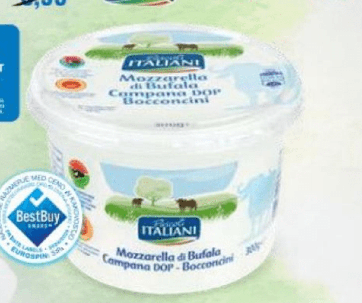 Mini bivolje mocarele iz Kampanije DOP 300 g Akcija v trgovini Eurospin