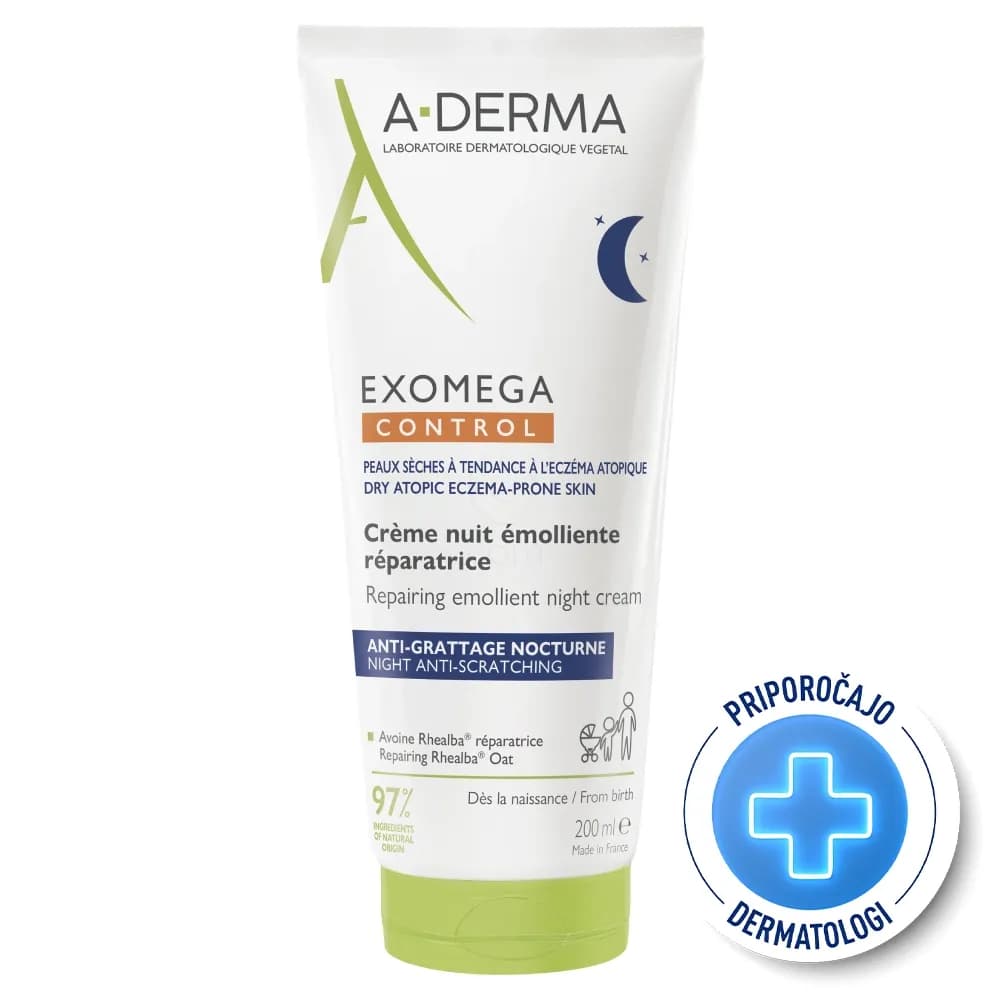 A-Derma dermatološka nočna krema Exomega Control 200 ml Akcija v trgovini E.Leclerc