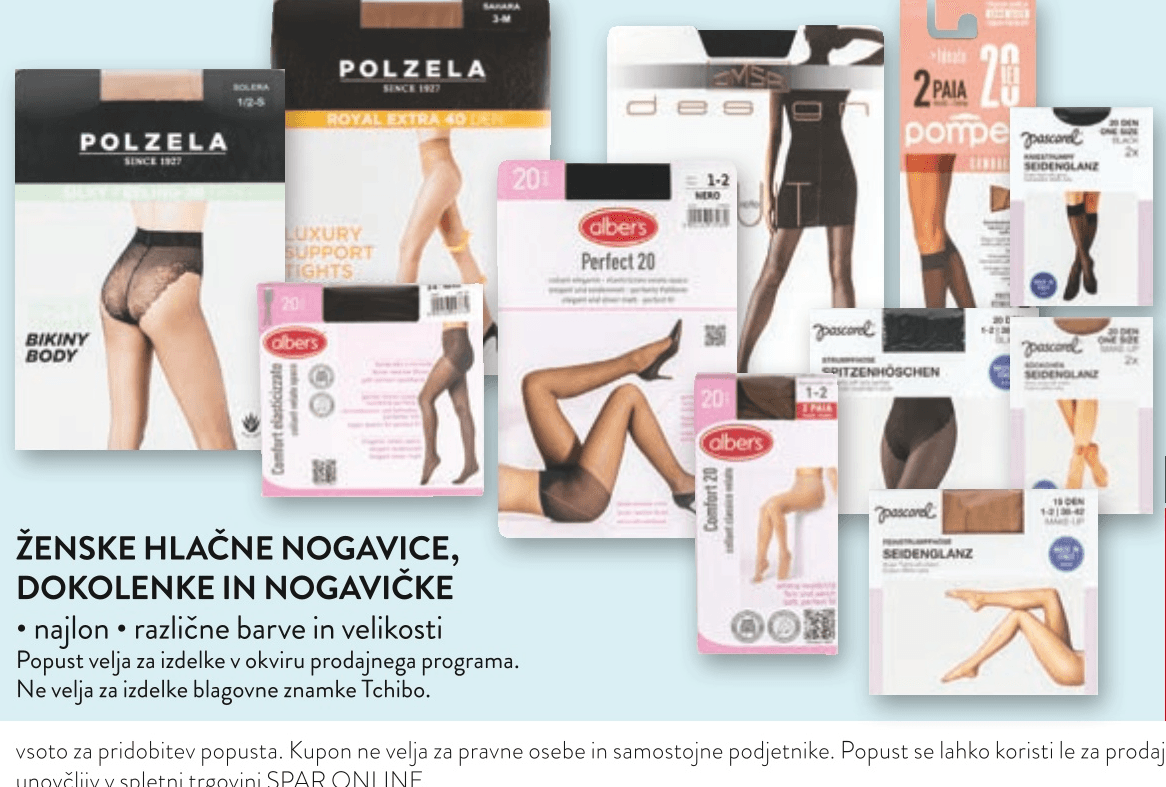 Ženske hlačne nogavice, dokolenke in nogavičke Polzela, Alber's, Pompea - Akcija v trgovini Spar