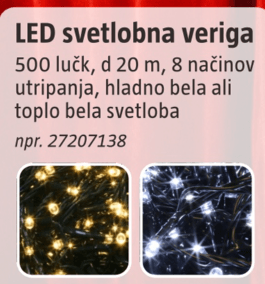 LED svetlobna veriga Akcija v trgovini Bauhaus