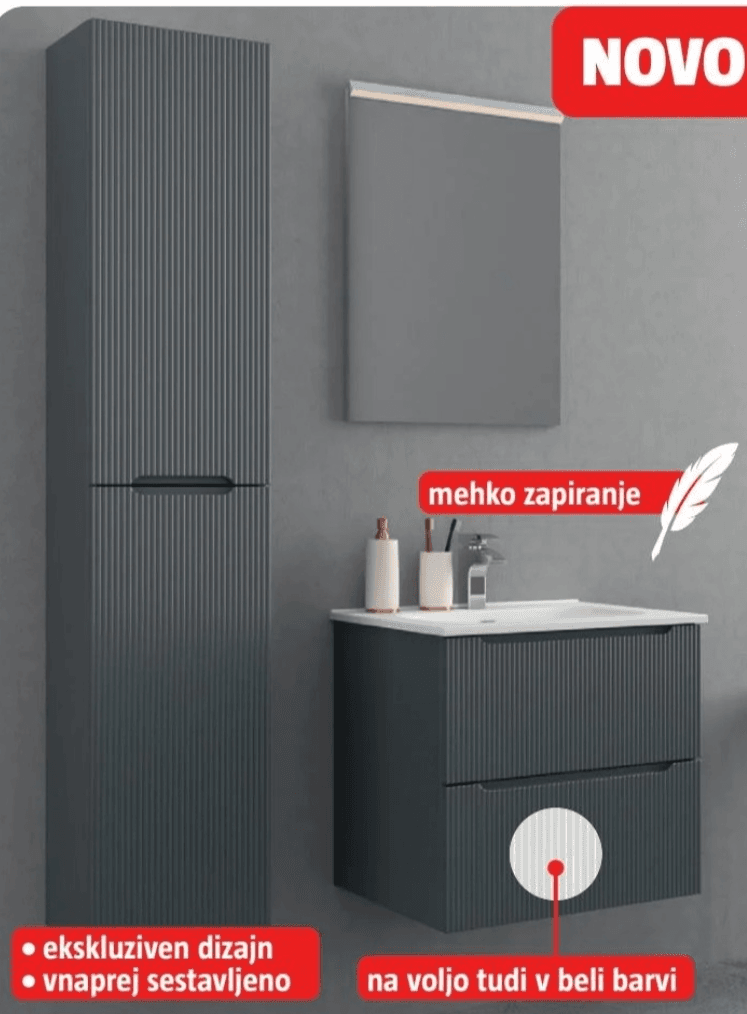 Kopalniško pohištvo 'Space' ogledalo z LED osvetlitvijo (robovi v mat antracitni barvi) š 60 x v 80 cm Akcija v trgovini Bauhaus