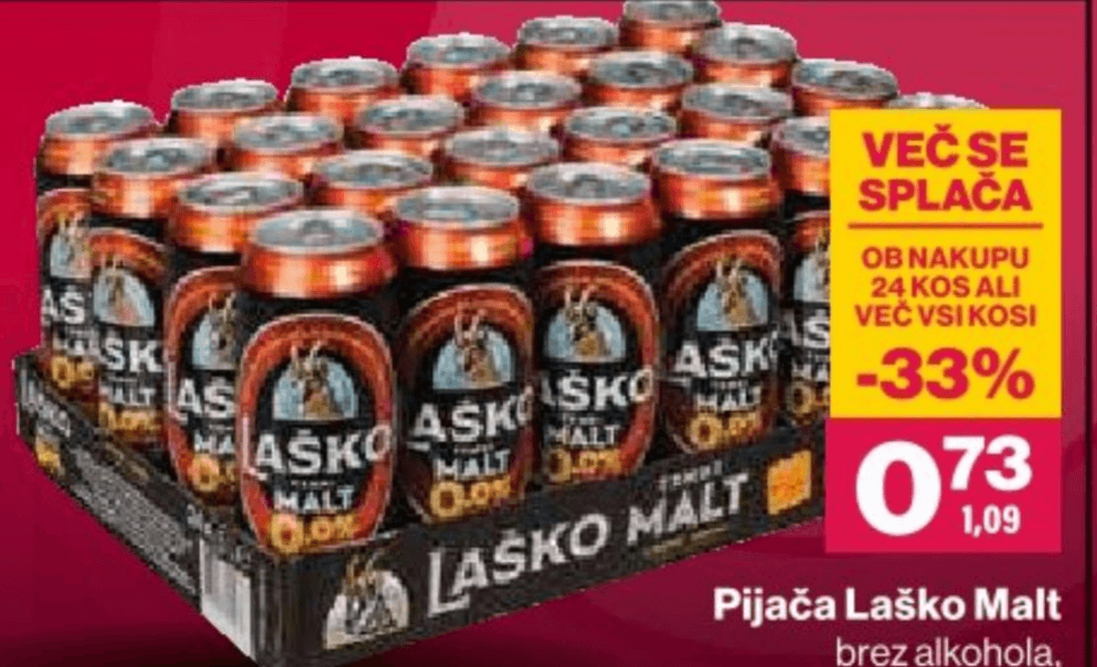 Pijača Laško Malt 0,5l - Akcija v trgovini Mercator