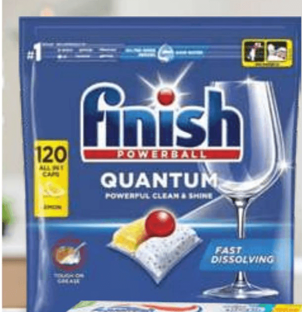 Tablete za strojno pomivanje posode Finish Quantum 120/1 Akcija v trgovini E.Leclerc