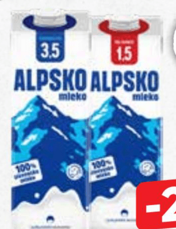 Alpsko mleko 1 l Akcija v trgovini Tuš