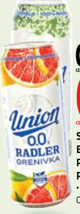 Svetlo brezalkoholno pivo Union Radler 0,5 l - Akcija v trgovini E.Leclerc