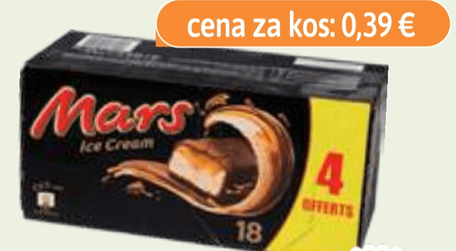Sladoledna ploščica Mars 18x 49,5 ml - Akcija v trgovini E.Leclerc