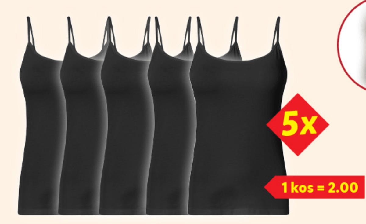 ESMARA Ženska spodnja majica 5 kosov - Akcija v trgovini Lidl
