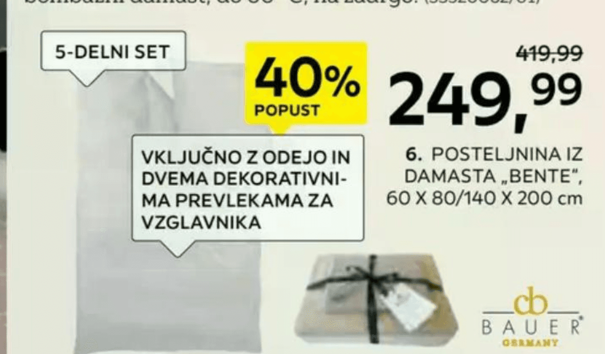 Posteljnina 140x200+50x70/75 cm Akcija v trgovini Jysk