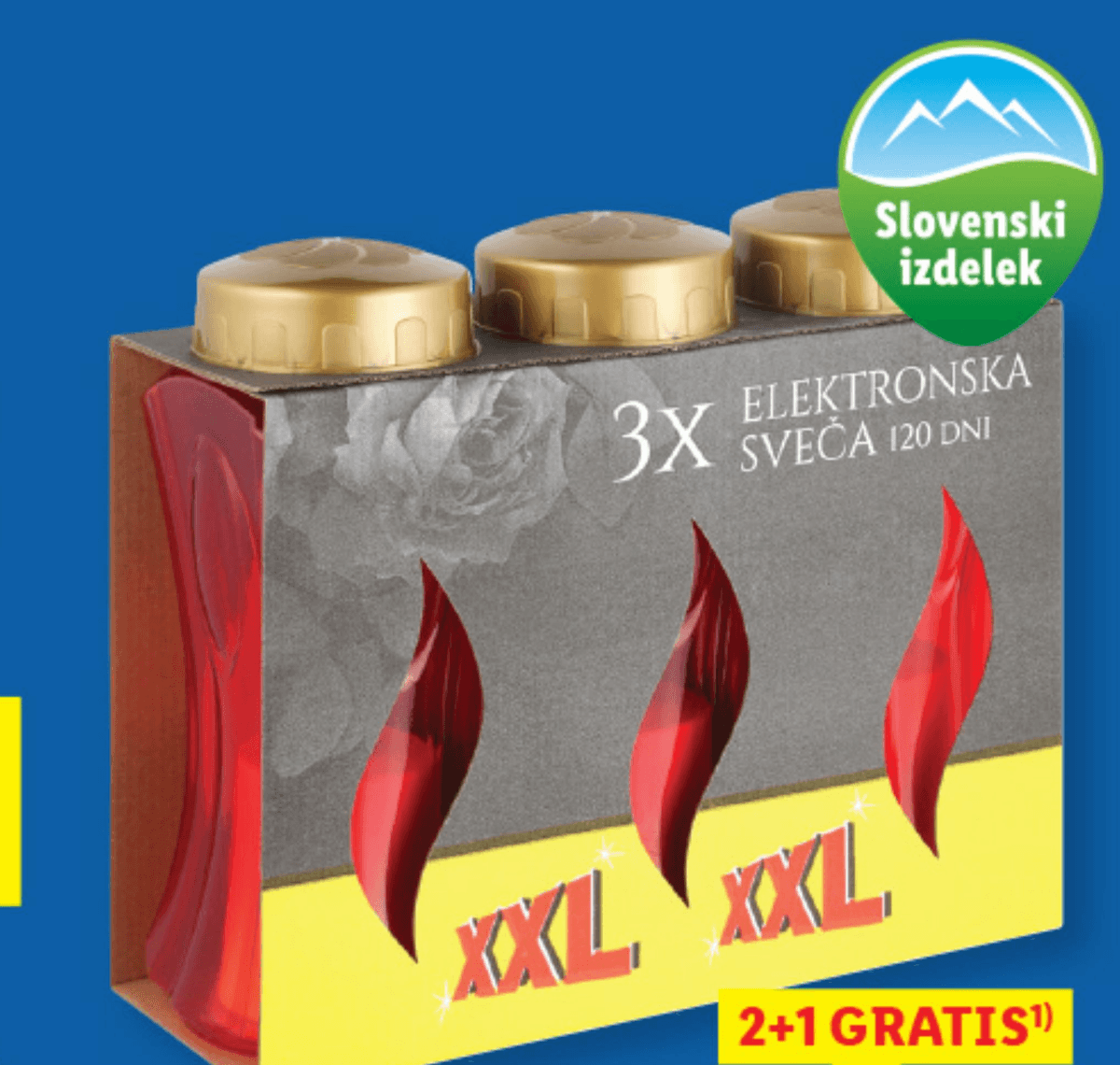 Elektronska sveča XXL 3 kosi Akcija v trgovini Lidl