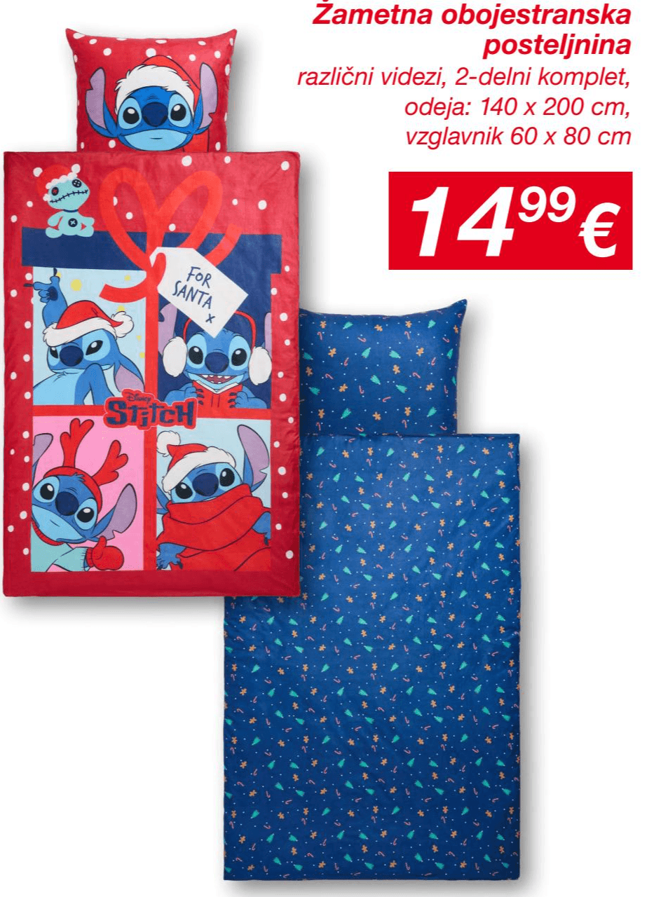 Disney Stitch žametna obojestranska posteljnina 2-delni komplet Akcija v trgovini Kik