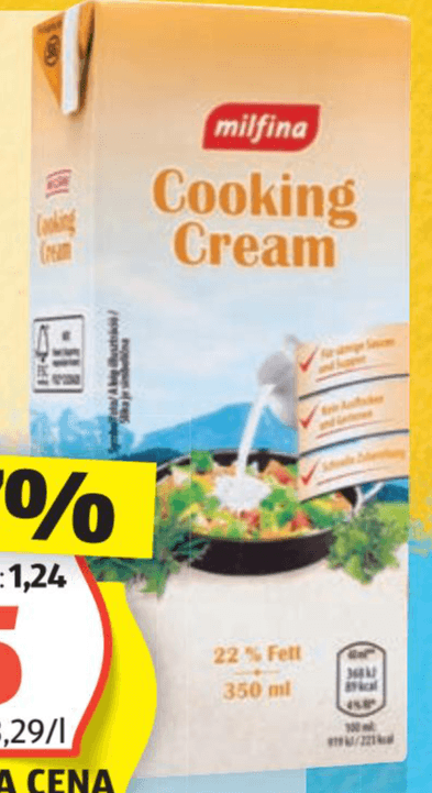 Milfina Trajna smetana za kuhanje 350 ml - Akcija v trgovini Hofer