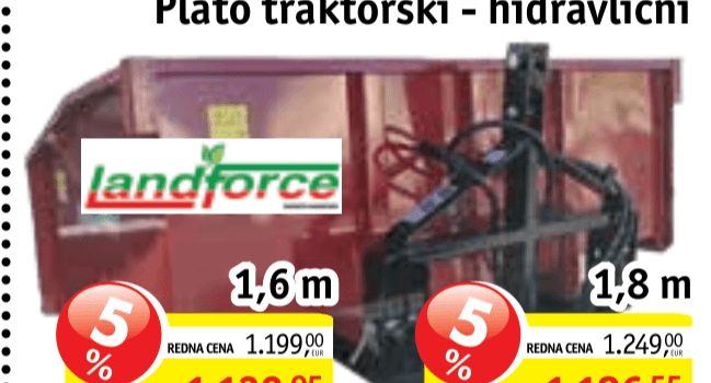 Plato traktorski - hidravlični Landforce 1,6 m - Akcija v trgovini Jager
