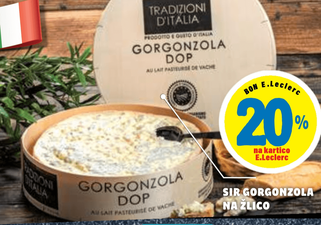 Sir Gorgonzola na žlico Tradizioni d'Italia Akcija v trgovini E.Leclerc