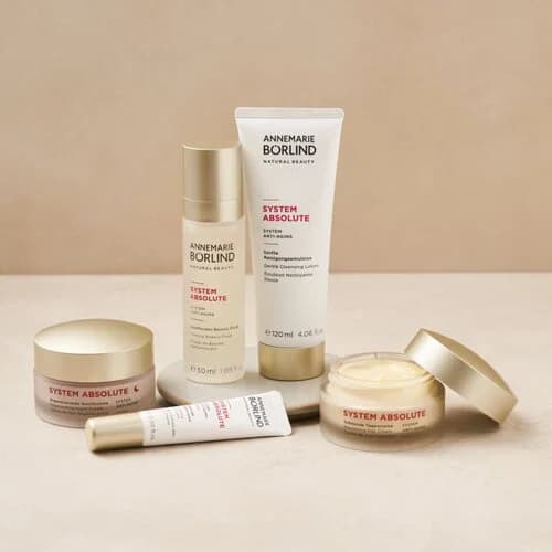 Annemarie Börlind Potovalni set System Absolute beauty fluid 15 ml, dnevna krema 15 ml, nočna krema 15 ml, krema za predel okoli oči 15 ml Akcija v trgovini Mueller