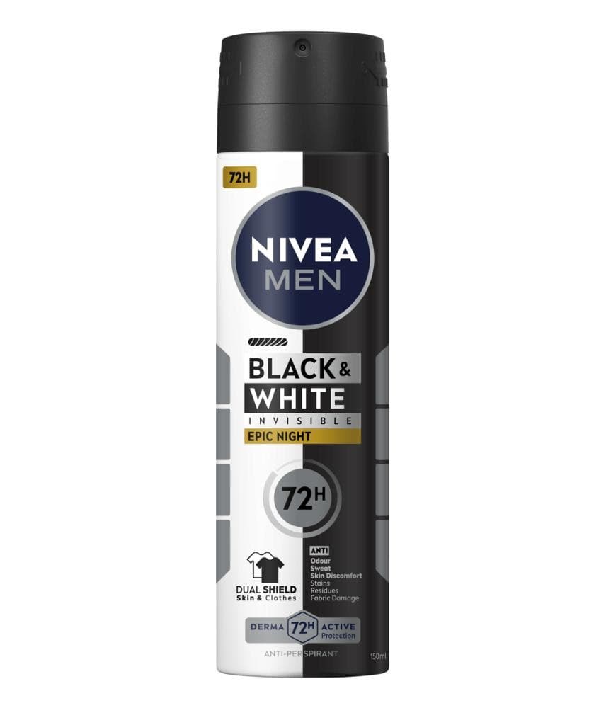 NIVEA MEN Black & White Invisible Epic Night dezodorant 150 ml Akcija v trgovini Tuš