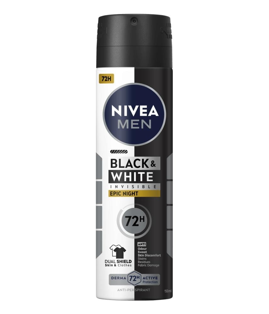 NIVEA MEN Black & White Invisible Epic Night dezodorant 150 ml Akcija v trgovini Tuš