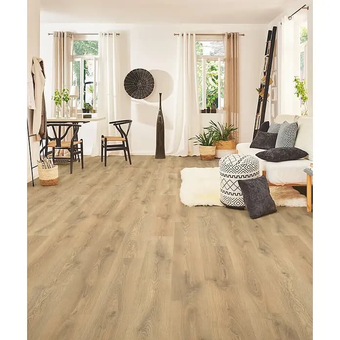 Laminat Sierra Oak d 1.285 x š 192 x deb. 7 mm, hrast, razred 32, v paketu 2,47 m2 Akcija v trgovini Bauhaus
