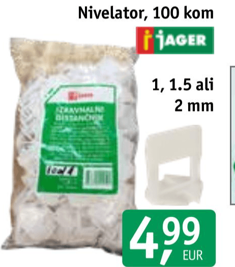 Nivelator 100 kom Jager - Akcija v trgovini Jager