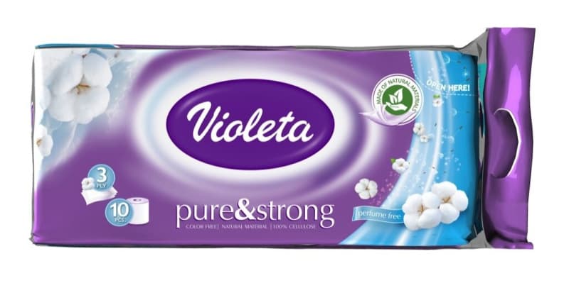 Toaletni papir Violeta Pure&Strong 10/1 Akcija v trgovini Jager