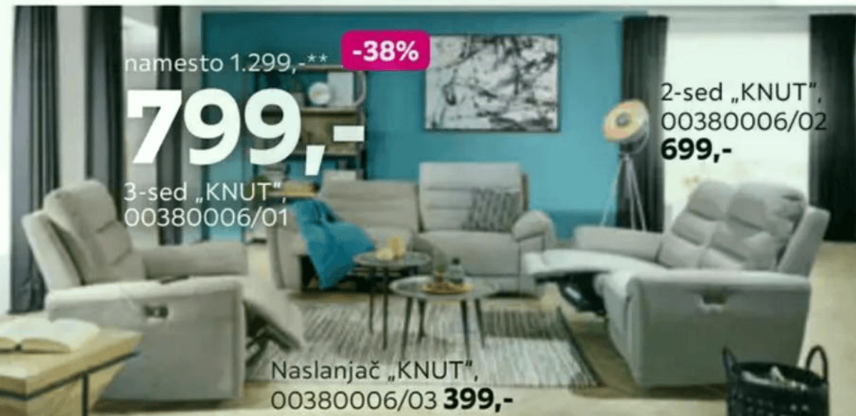 3-sed "KNUT" - Akcija v trgovini Mömax