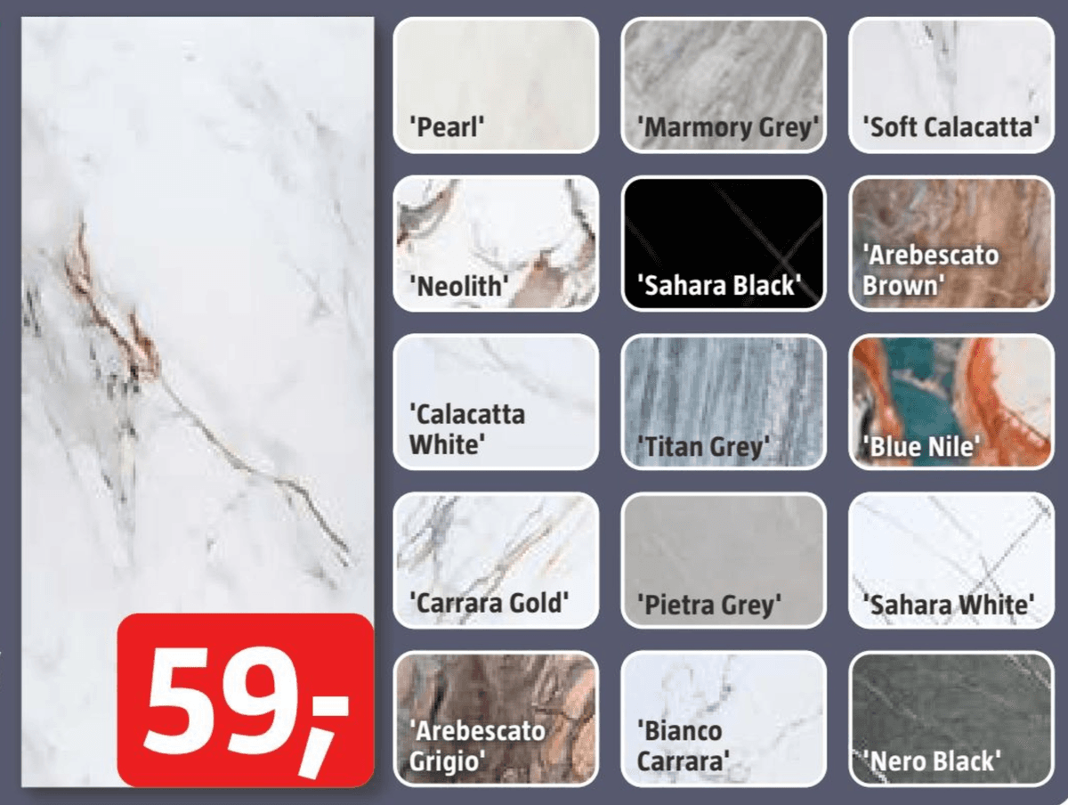 PVC stenska plošča 'Calacatta White' Akcija v trgovini Bauhaus