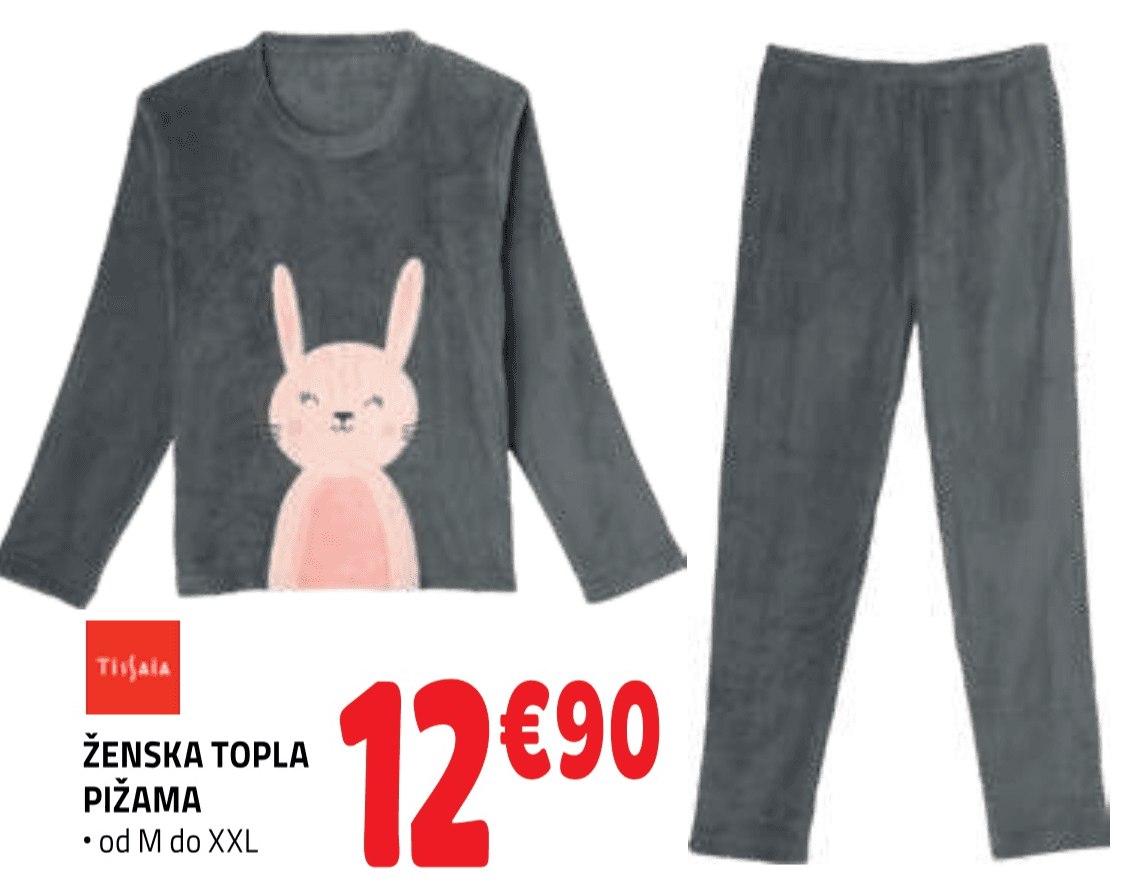 Ženska topla pižama TISSAIA Akcija v trgovini E.Leclerc