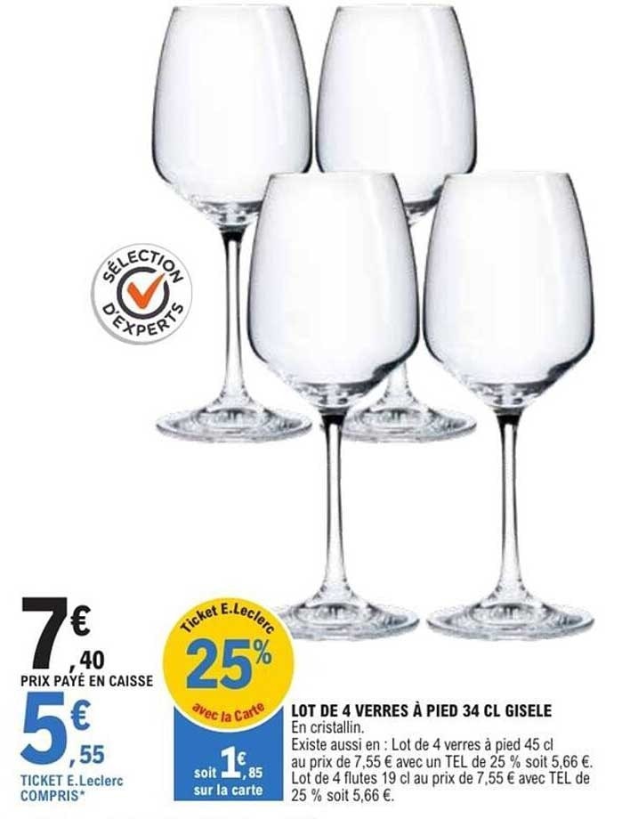 Set kozarcev za vino Gisele 4x 19 cl, 4x 34 cl, 4x 58 cl Akcija v trgovini E.Leclerc