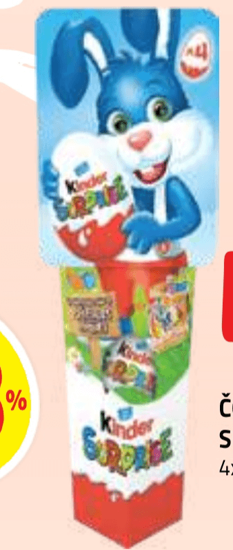 Čokoladno jajce Surprise Kinder 4x 20 g - Akcija v trgovini E.Leclerc