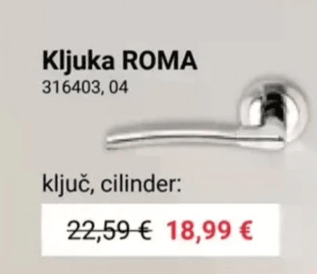 Kljuka ROMA Akcija v trgovini Pevex