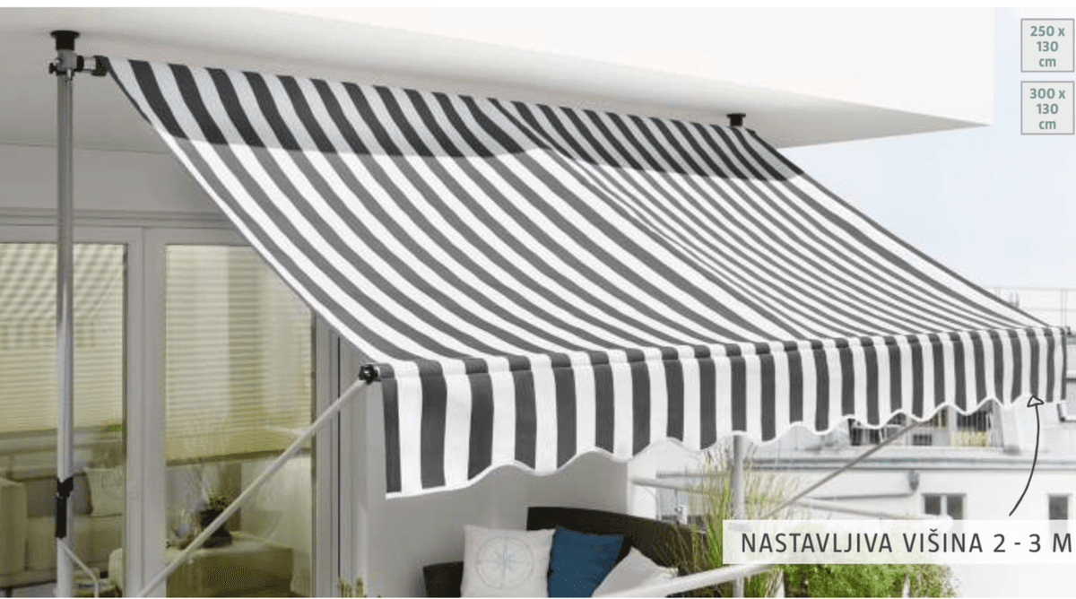 Markiza z nosilcem d 250 x š 130 cm Akcija v trgovini Bauhaus