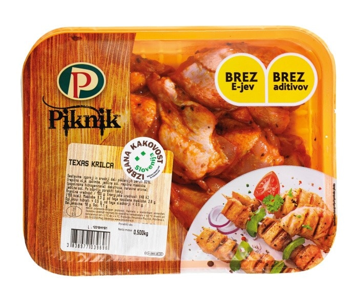 Texas ali BBQ krilca Perutnina Ptuj Piknik 500 g Akcija v trgovini E.Leclerc